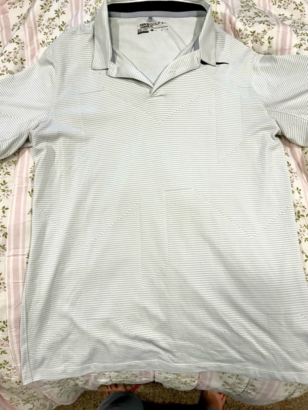 Nike Men’s Light Gray Thin-Striped Polo